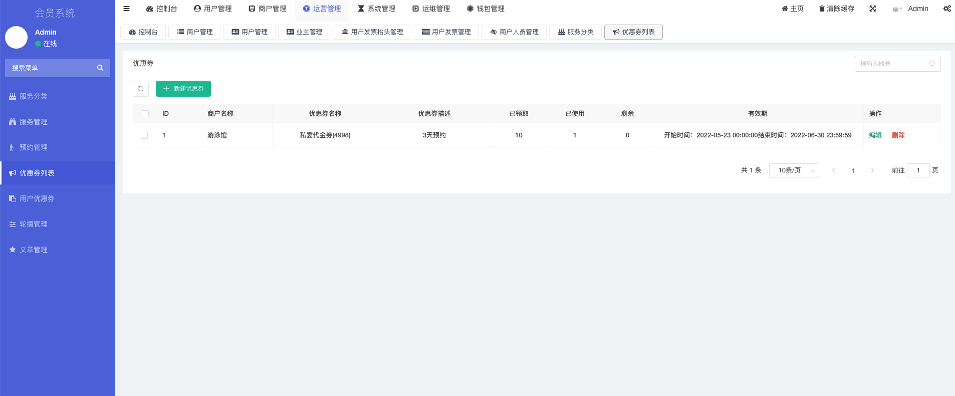 优惠券管理